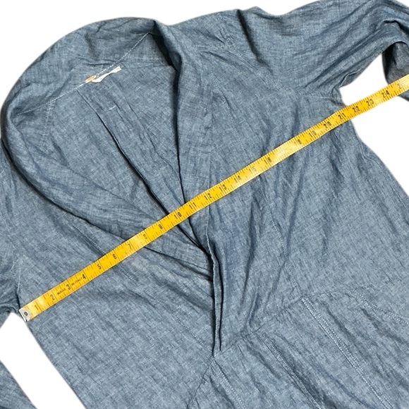 Free People Done Up In Denim Chambray Linen Blend Shirt Dress - Picture 9 of 10
